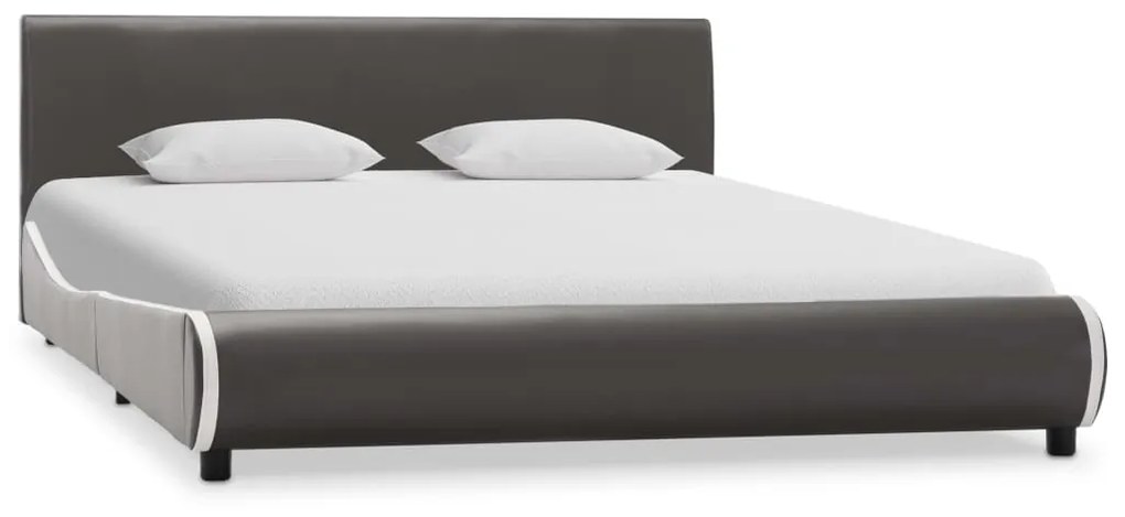 285005 vidaXL Cadru de pat, gri antracit, 140 x 200 cm, piele ecologică