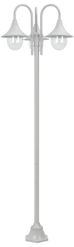 Stalp iluminare gradina, E27, 220 cm, aluminiu, 3 lampi, alb 1, Alb, Alb