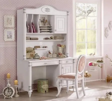 Set Studiu Complet Romantic ,   Birou + Biblioteca + Unitate Superioara
