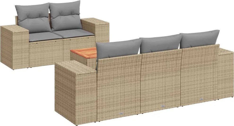 vidaXL Set canapele de grădină cu perne, 6 piese, bej, poliratan