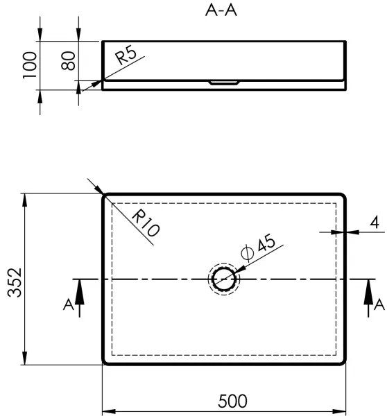 Sapho - Lavoar pentru blat AURUM 50x35 cm, inox periat