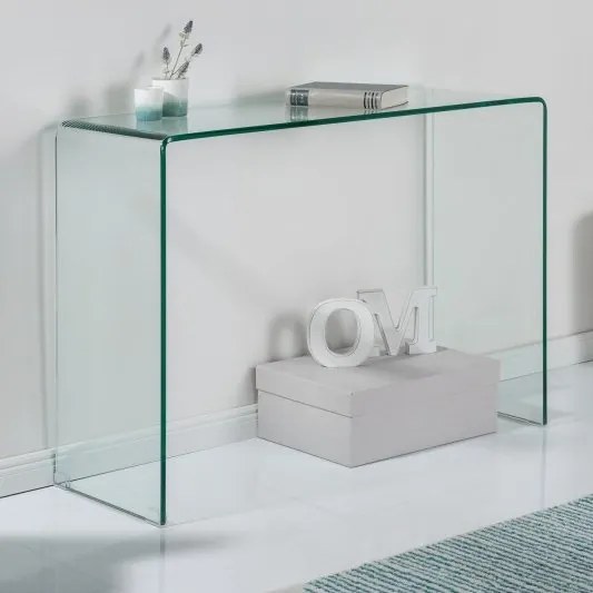 Consola, Birou din sticla curbata Fantome 100cm