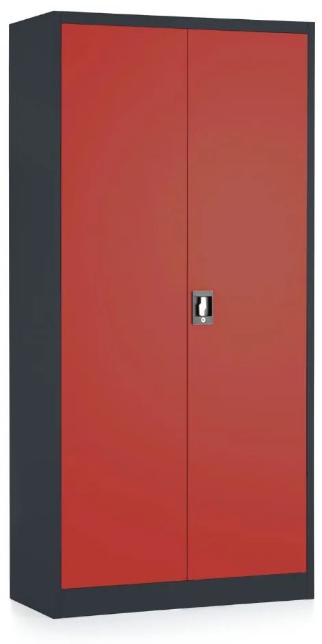 Dulap metalic universal, 90 x 40 x 185 cm, încuietoare cu cilindru, roșu - ral 3000