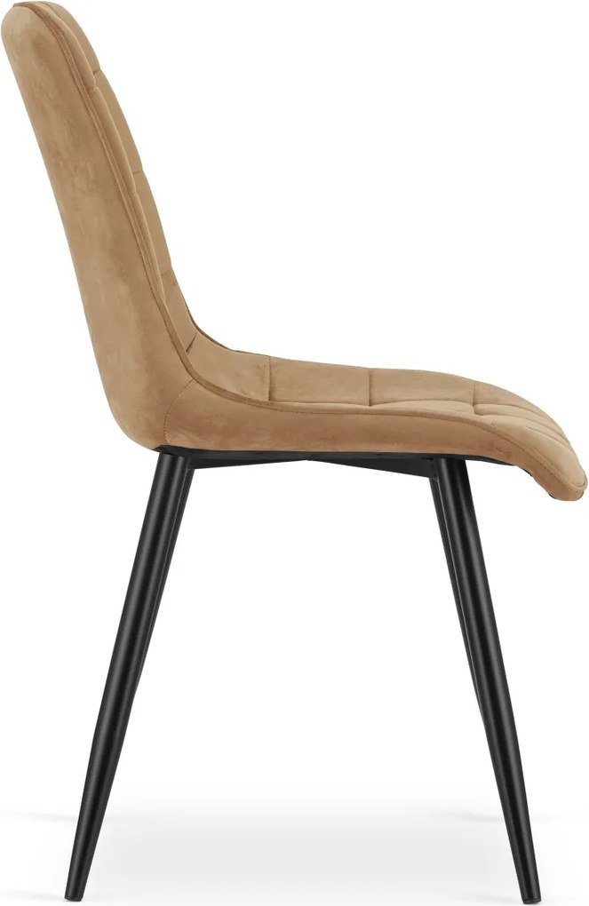 Scaun de masa SPLIT VELVET cu picioare negre, maro