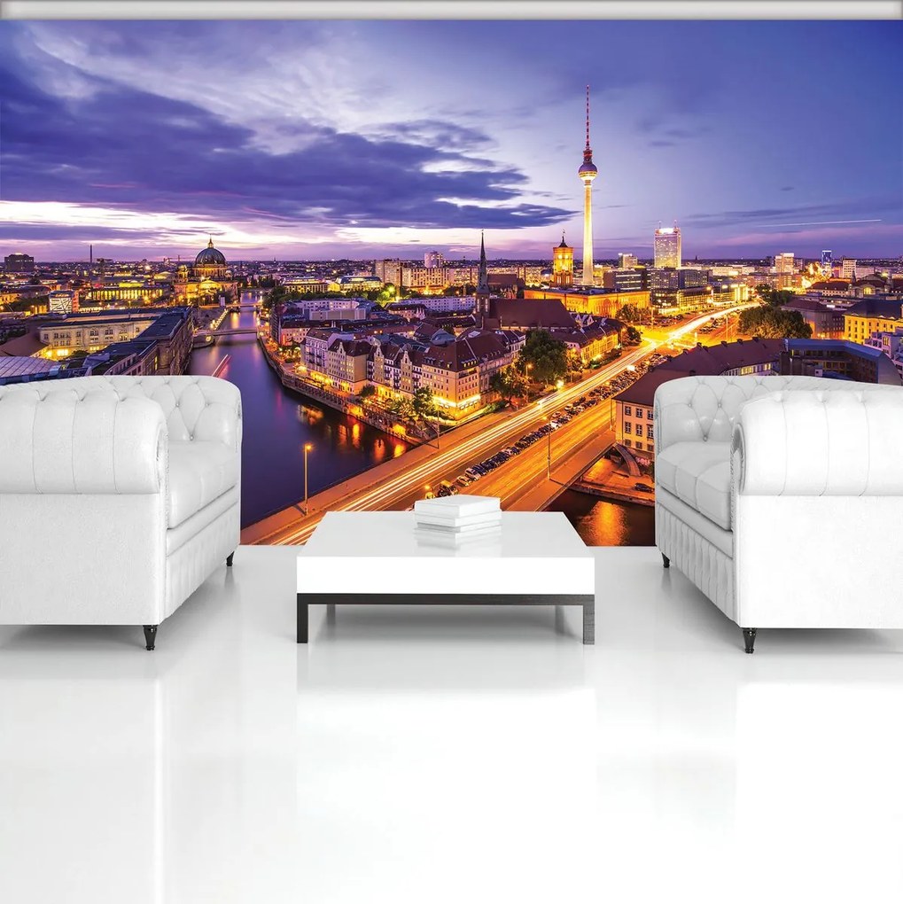 Fototapet - Panorama Berlinului noaptea (254x184 cm), în 8 de alte dimensiuni noi