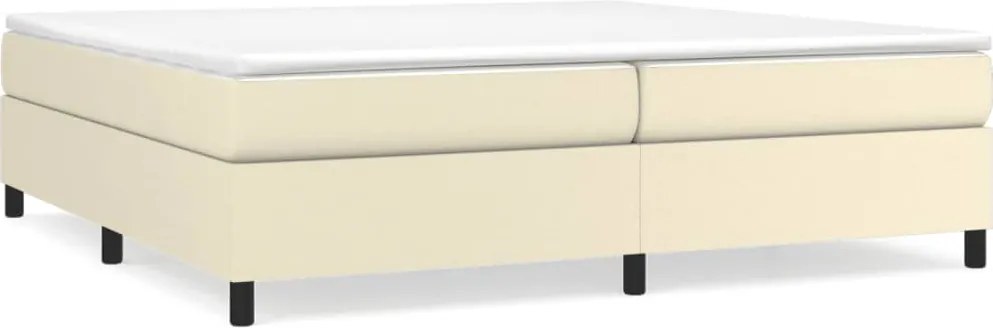 vidaXL Cadru de pat cu arcuri, crem, 200x200 cm, piele ecologică