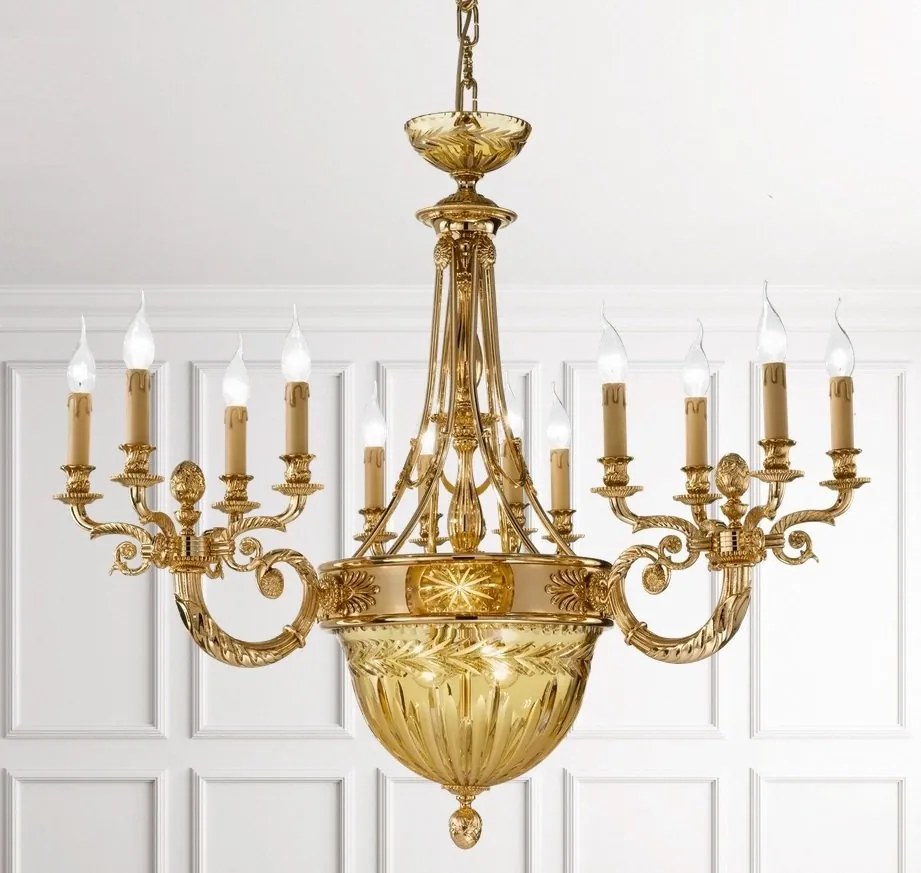 Candelabru clasic LUX realizat manual Amber