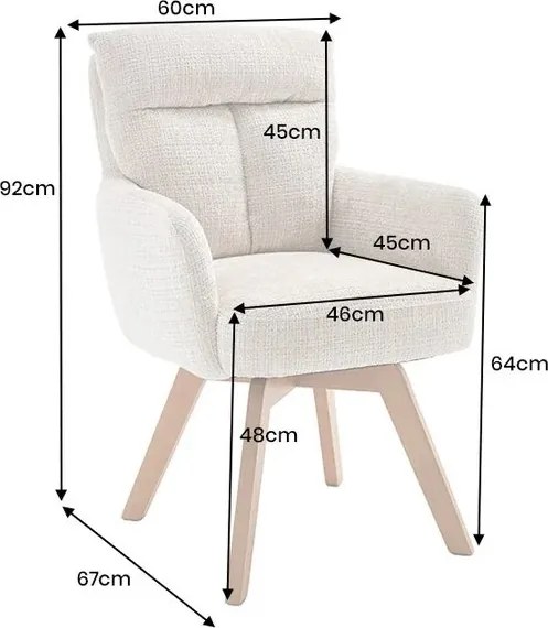 Set de 2 scaune pivotante picioare din lemn Big George sampanie