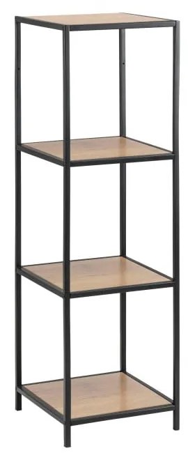 Bibliotecă neagră/în culoare naturală cu aspect de lemn de stejar 37x120 cm Seaford – Actona