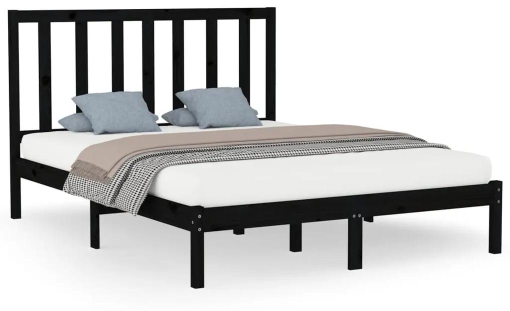 3106782 vidaXL Cadru de pat, negru, 160x200 cm, lemn masiv
