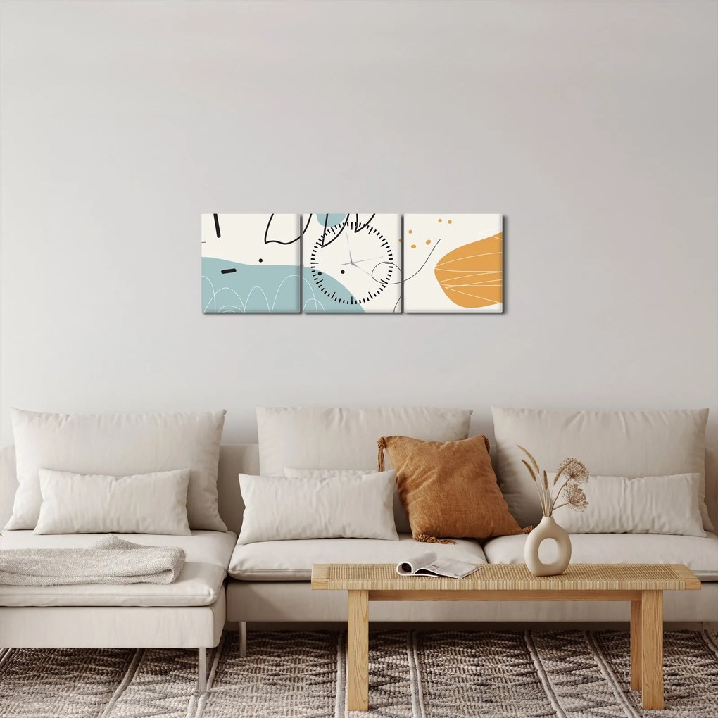 Tablou - Ilustrație de frunze (cu ceas) (90x30 cm)