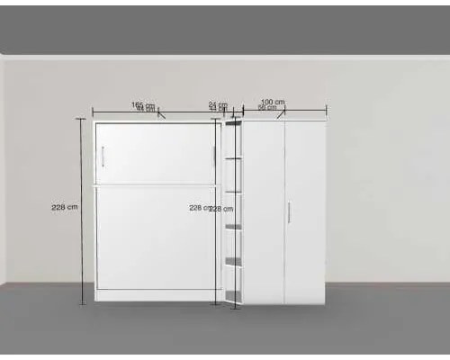 Set pat rabatabil dublu cu un dulap si o minibiblioteca - Royal Single Big Wardrobe Set(150X200)