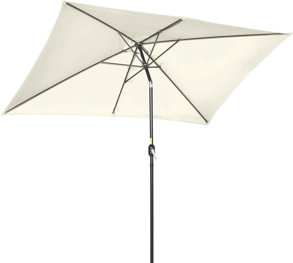 Outsunny Umbrelă de Grădină Mare, Aluminiu și Poliester, 195x295x240cm, Alb Crem și Negru | Aosom Romania