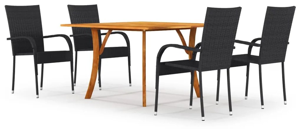 3071944 vidaXL Set de masă pentru grădină, 5 piese, negru