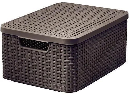 Cos rufe, 2 manere, capac, plastic, maro, 38x29x17 cm, Curver