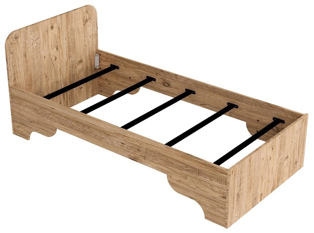 Pat de o persoană 80 cm Poleso 2 (pin atlantic + bej) (cu somieră). Promo -19%. 1094827