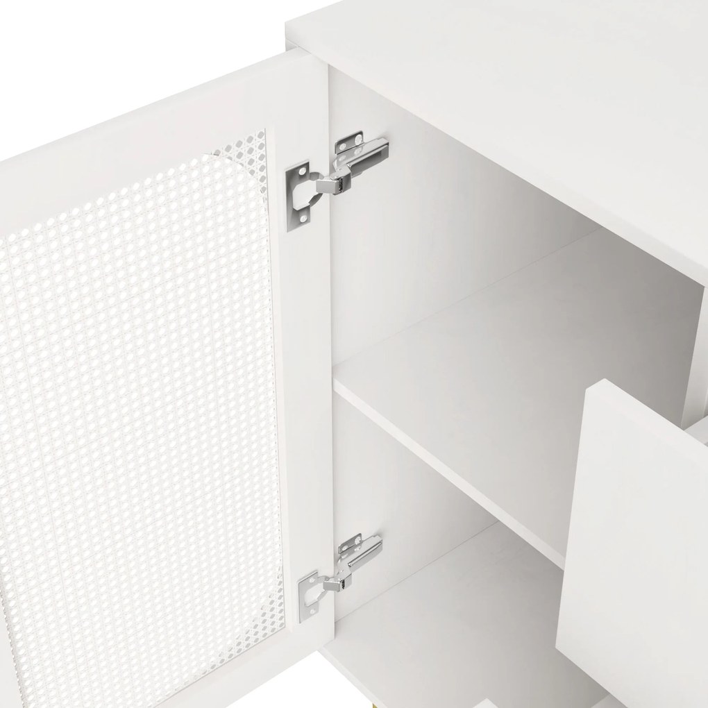 Bufet de sufragerie din ratan cu sertare, Alb | Aosom Romania