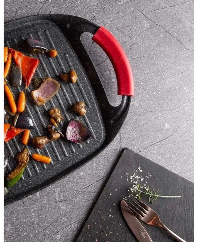 Placa gratar pentru plita si cuptor Royalty Line RL-BTG36M, 36 cm, Doua zone de gatit, Inductie, Negru
