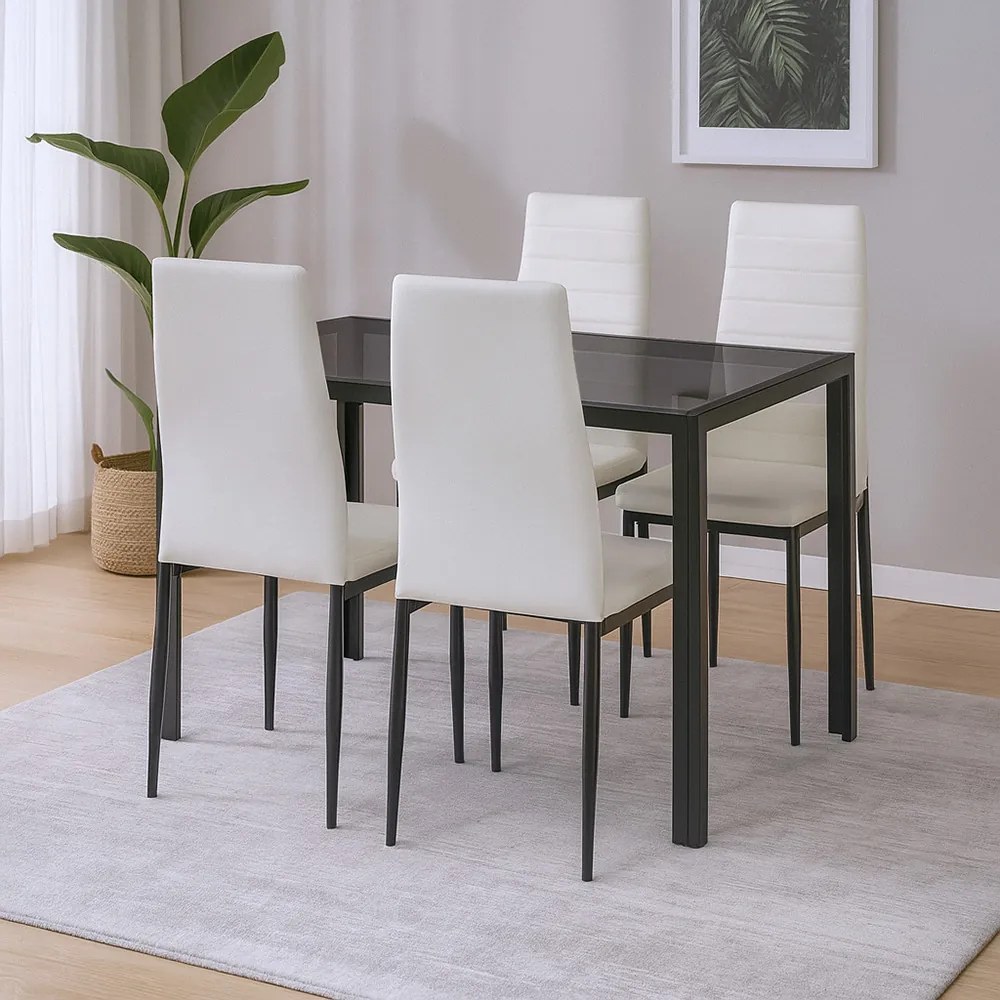 Rowan 4+1 set de sufragerie alb-negru