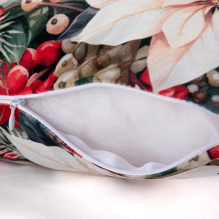 decoDoma Set de 3 fețe pernuțe RED POINSETTIA 45 x 45 cm