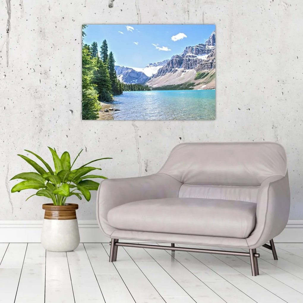 Tablou pe sticlă - Lac Alpin (70x50 cm)