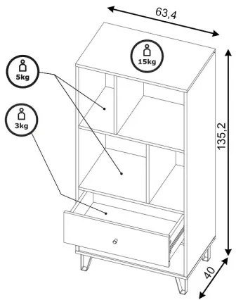 Comodă SULA, stejar craft/negru