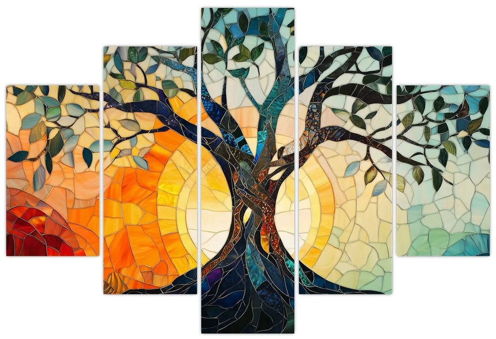 Tablou – Mozaic – soare și arbore I. (150x105 cm)