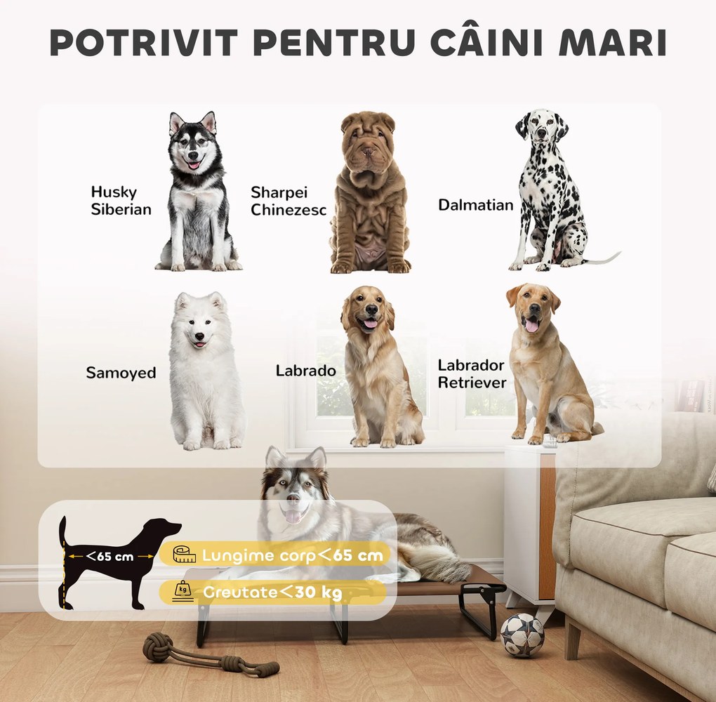 PawHut Pat Pliabil pentru Câini Mari cu Țesătură Tip Plasă, 107x61x20cm, Maro | Aosom Romania
