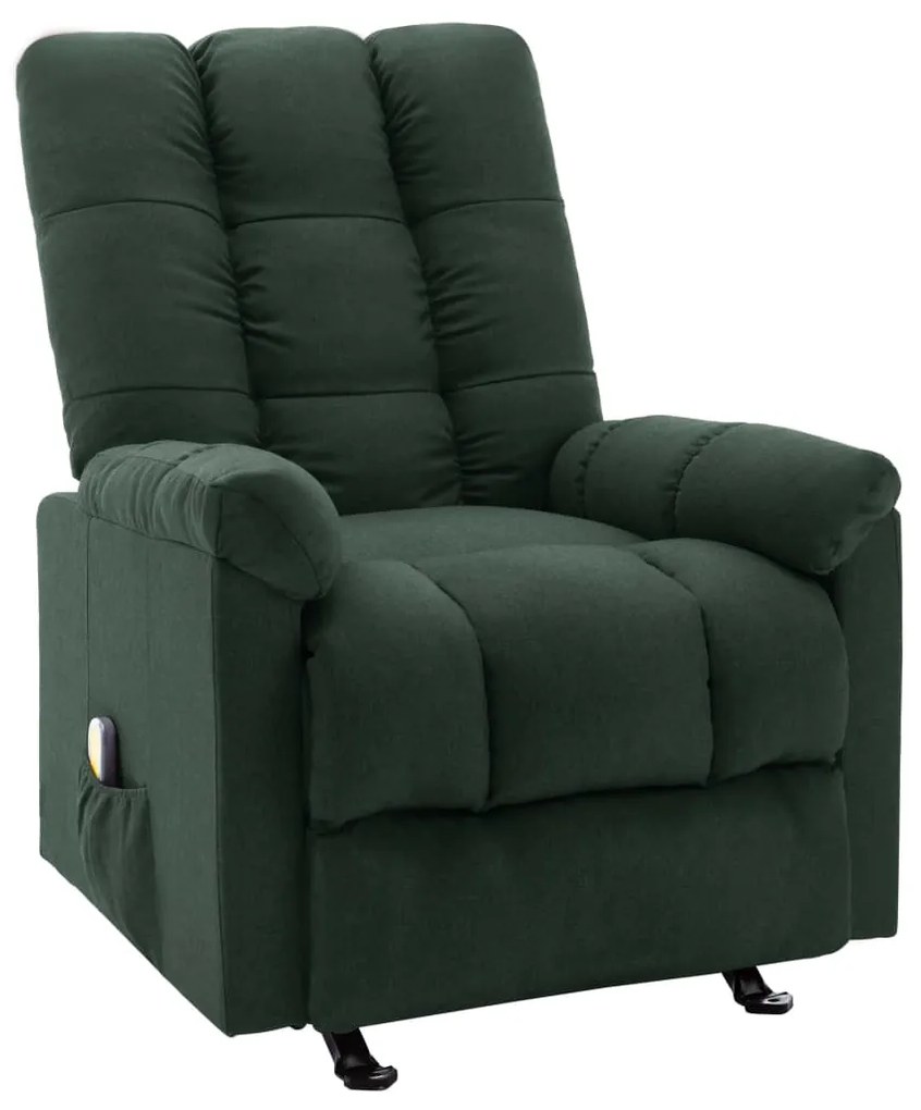 321416 vidaXL Fotoliu de masaj rabatabil, verde închis, material textil