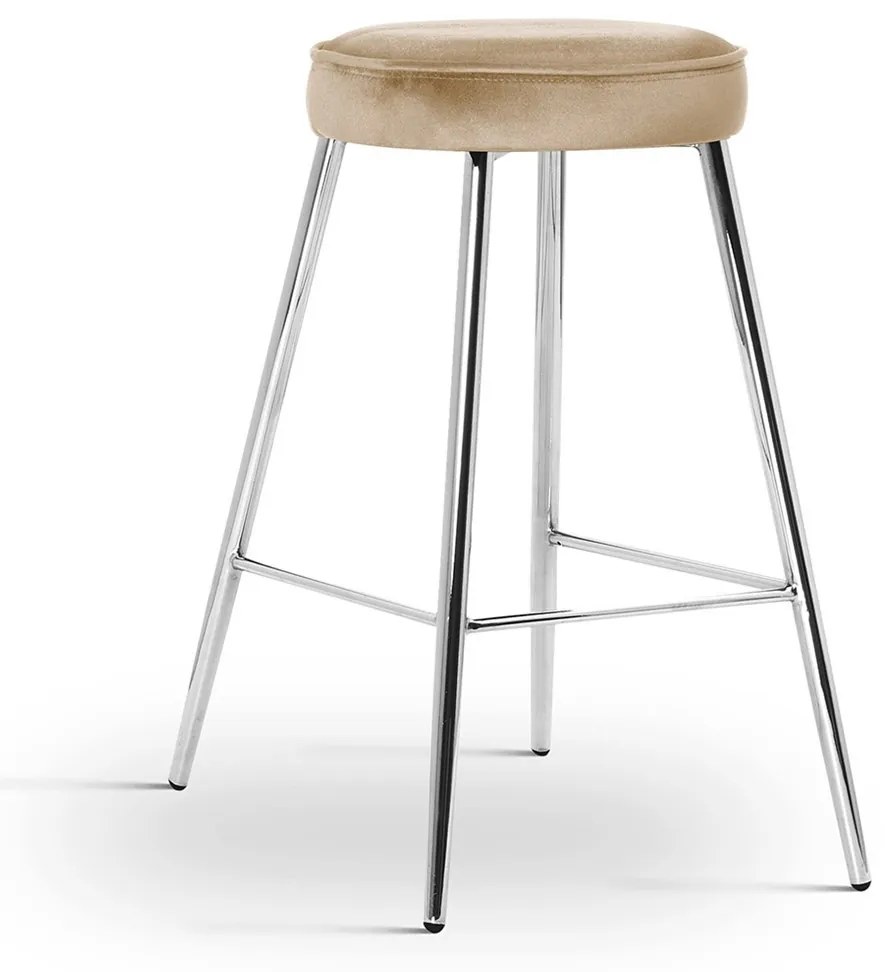 Scaun de bar Circo bej picioare silver - H68 cm