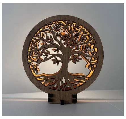 Li-Go 23577/DUB2 - Decorațiune de masă LED dimabilă, 12W/230V, 20x22 cm, finisaj stejar