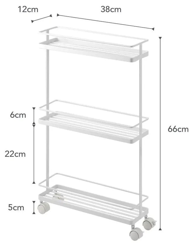 Etajeră pe roți albă din metal 38x66 cm Tower – YAMAZAKI