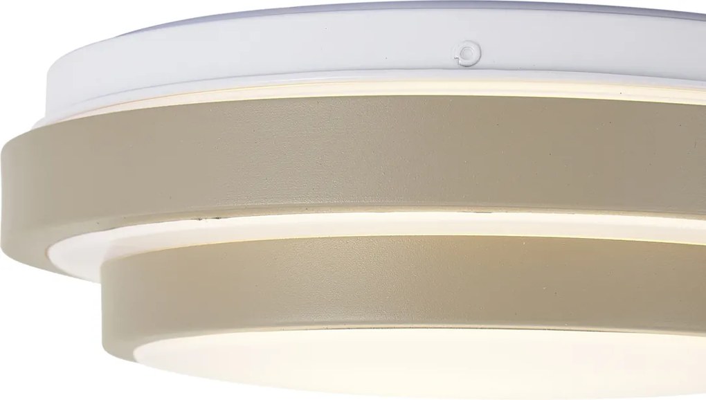 Plafonieră modernă gri-maro cu alb 25cm IP44 - Walden