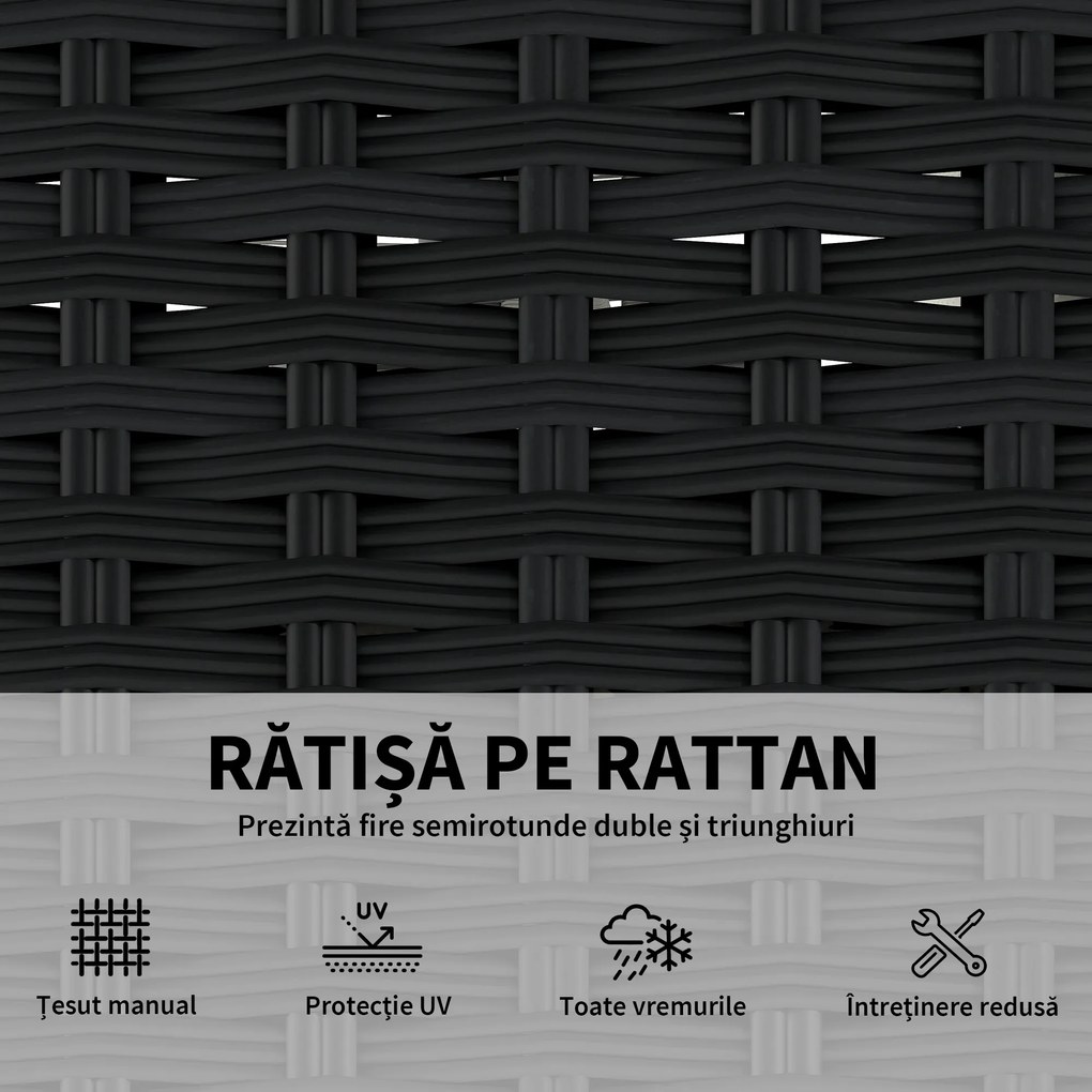 Outsunny Set Modular de Grădină din Rattan cu Perne, Canapea de Colț Gri, 5 Piese | Aosom Romania