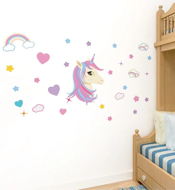 Sticker perete Unicorn si Curcubeu