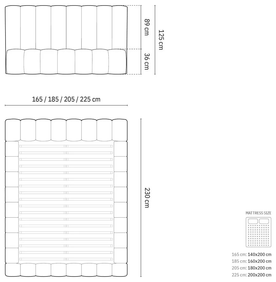 Pat matrimonial crem tapițat cu spațiu de depozitare cu somieră 200x200 cm Kelp – Micadoni Home