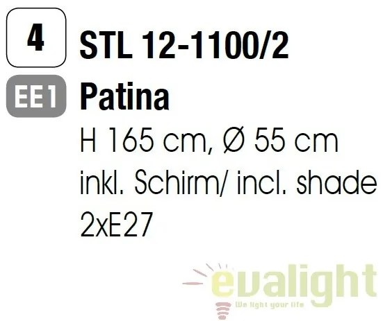 Lampadar / Lampa de podea stil clasic H154cm Tonia Stl 12-1100/2 Patina OR