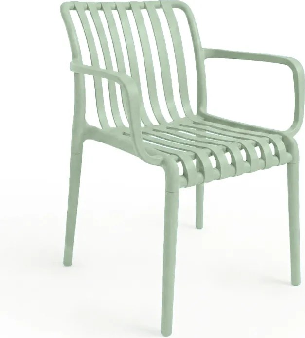 Set de gradina TREGO ISLAND - 4 scaune cu brate si masa rotunda ø 90 cm, verde