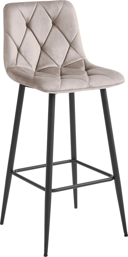 OFERTA Scaun de bar bej inchis NADO VELVET cu picioare negre Calitatea II