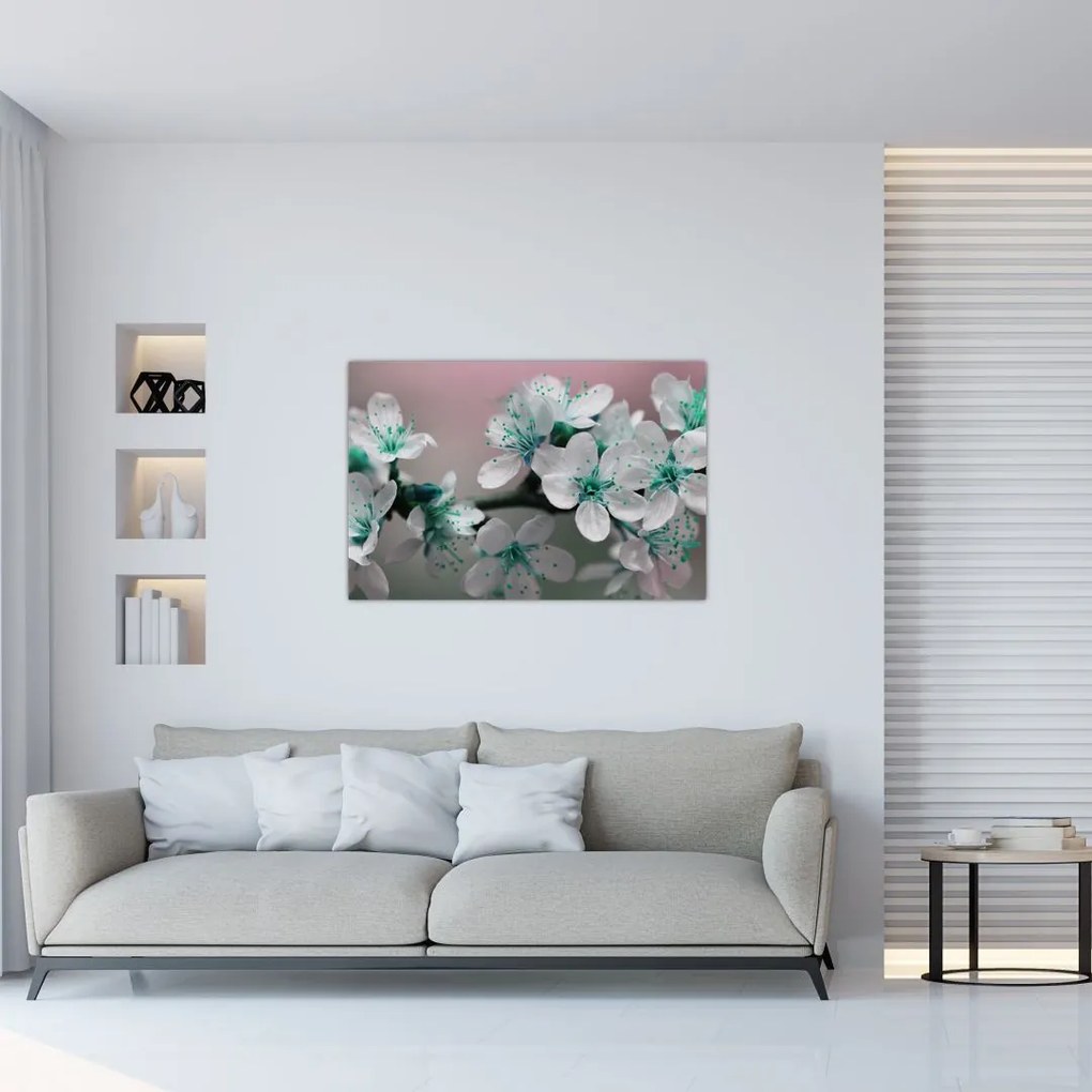 Tablou cu floare - turcoaz (90x60 cm)