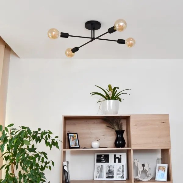 LED Lustră aplicată CAMBRIDGE 4xE27/8W/230V neagră