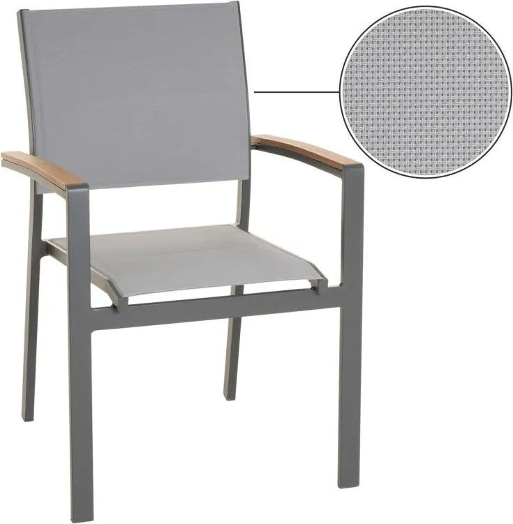 Set de scaune de grădină metalice stivuibile, antracit, 2 bu