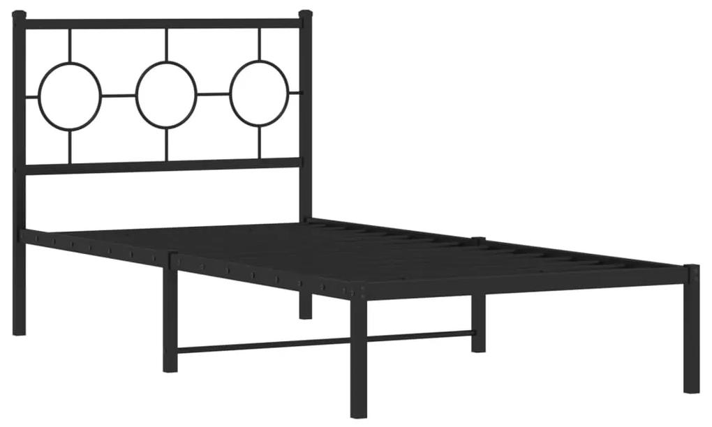 376218 vidaXL Cadru de pat metalic cu tăblie, negru, 90x190 cm