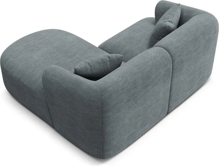 Colțar gri închis cu tapițerie din catifea reiată (cu colț pe partea dreaptă/cu șezlong) Campi – Cosmopolitan Design