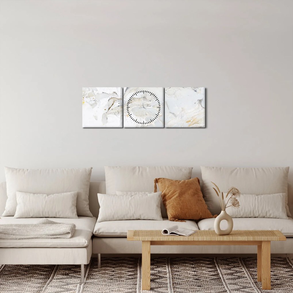 Tablou - Hârtie de ulei cu design de marmură (cu ceas) (90x30 cm)