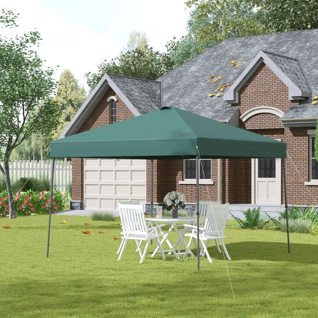 Outsunny Pavilion pliabil 300x300 cm, cort de grădină cu geantă de transport cu roți, impermeabil, cadru din oțel, pentru exterior, petreceri, camping, verde | Aosom Romania