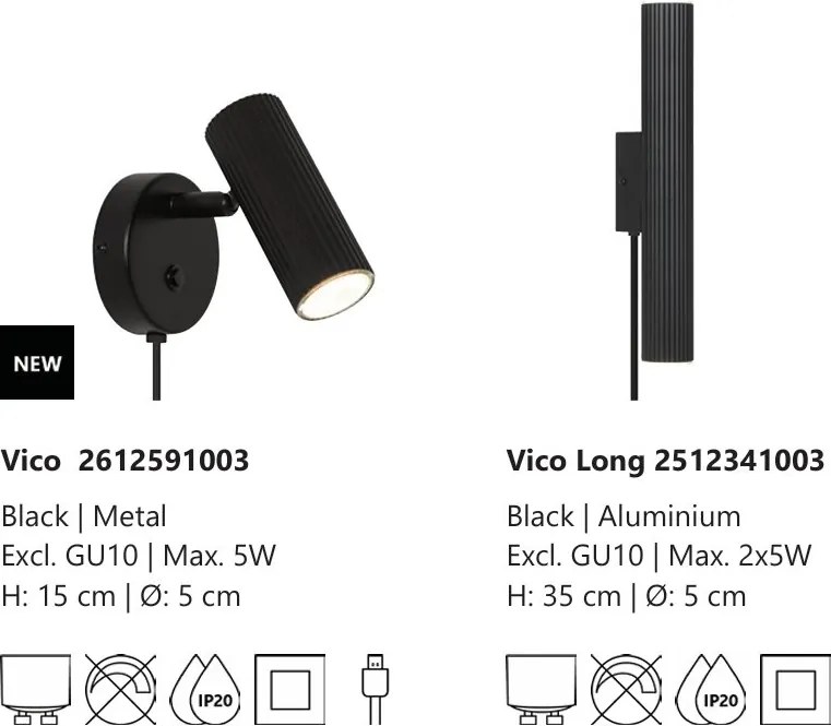 Aplica de perete cu spot si port USB Vico