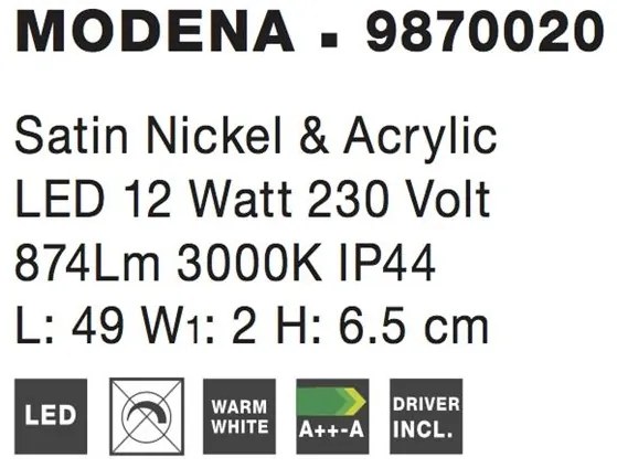 Aplica LED pentru oglinda cu protectie IP44 MODENA, L-49cm NVL-9870020