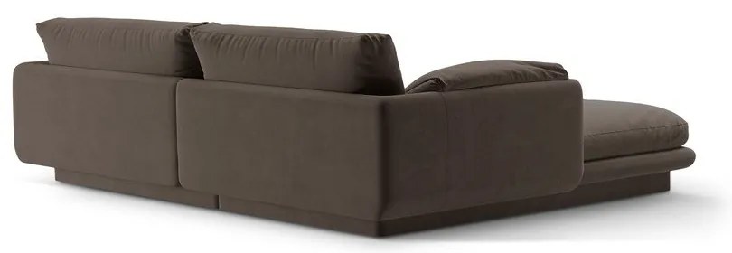 Colțar maro cu tapițerie din catifea (cu colț pe partea dreaptă/cu șezlong) Torino – Micadoni