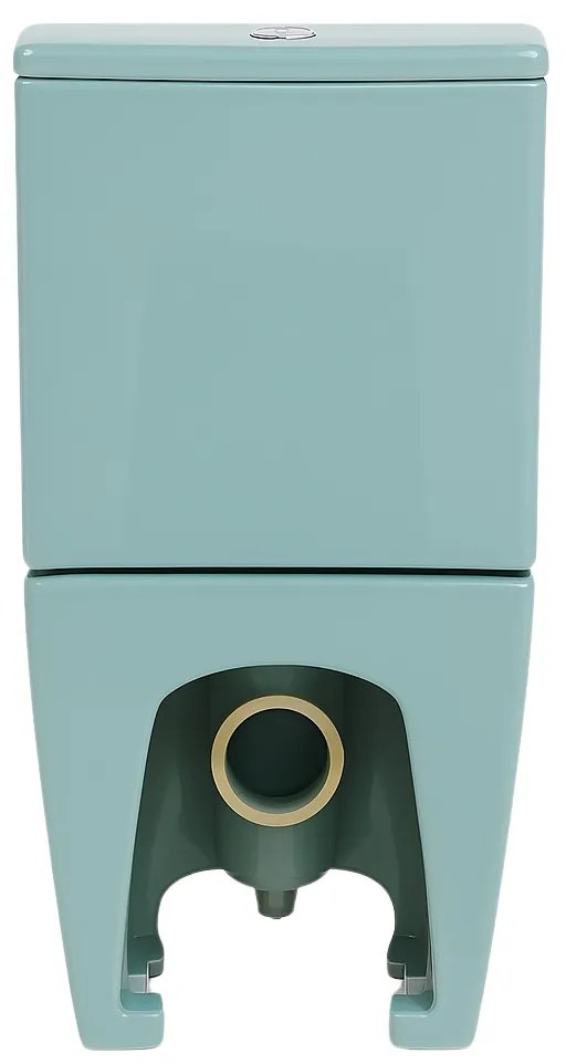Set vas wc stativ rimless verde turcoaz mat Foglia Oslo cu rezervor si capac soft close inclus Turcoaz mat
